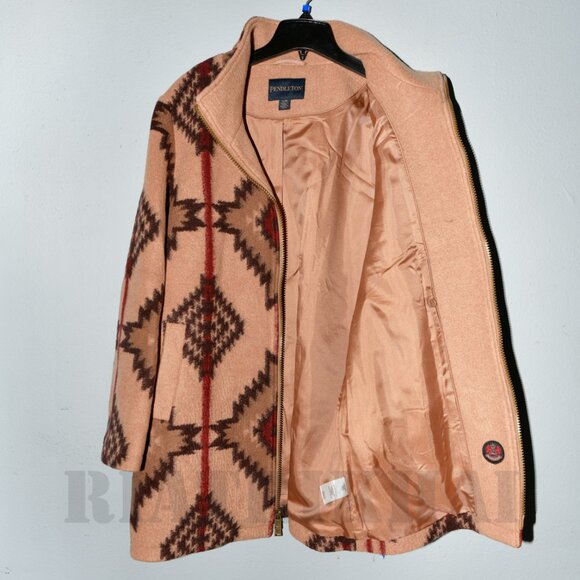 Bundle of 2  - Pendleton Ladies' Wool Blend Walker Coat-Tan + Green - Picture 13 of 15